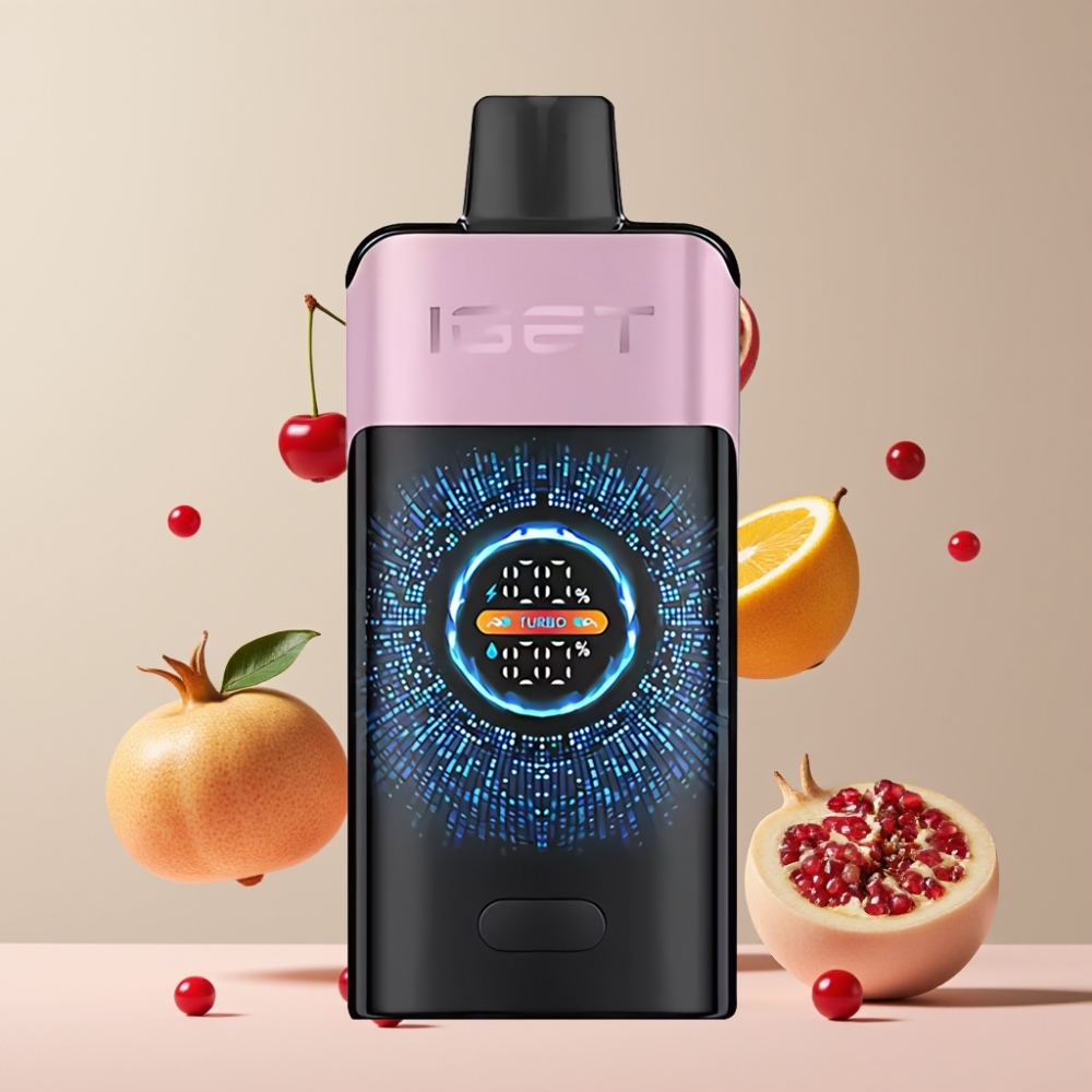Suomi tukku IGET ONE 12000 Puffs Kertakäyttöinen Vape Kirsikka Granaatti 2700 mAh 0.6 ohm Dual Mesh Coil Large Curved Screen
