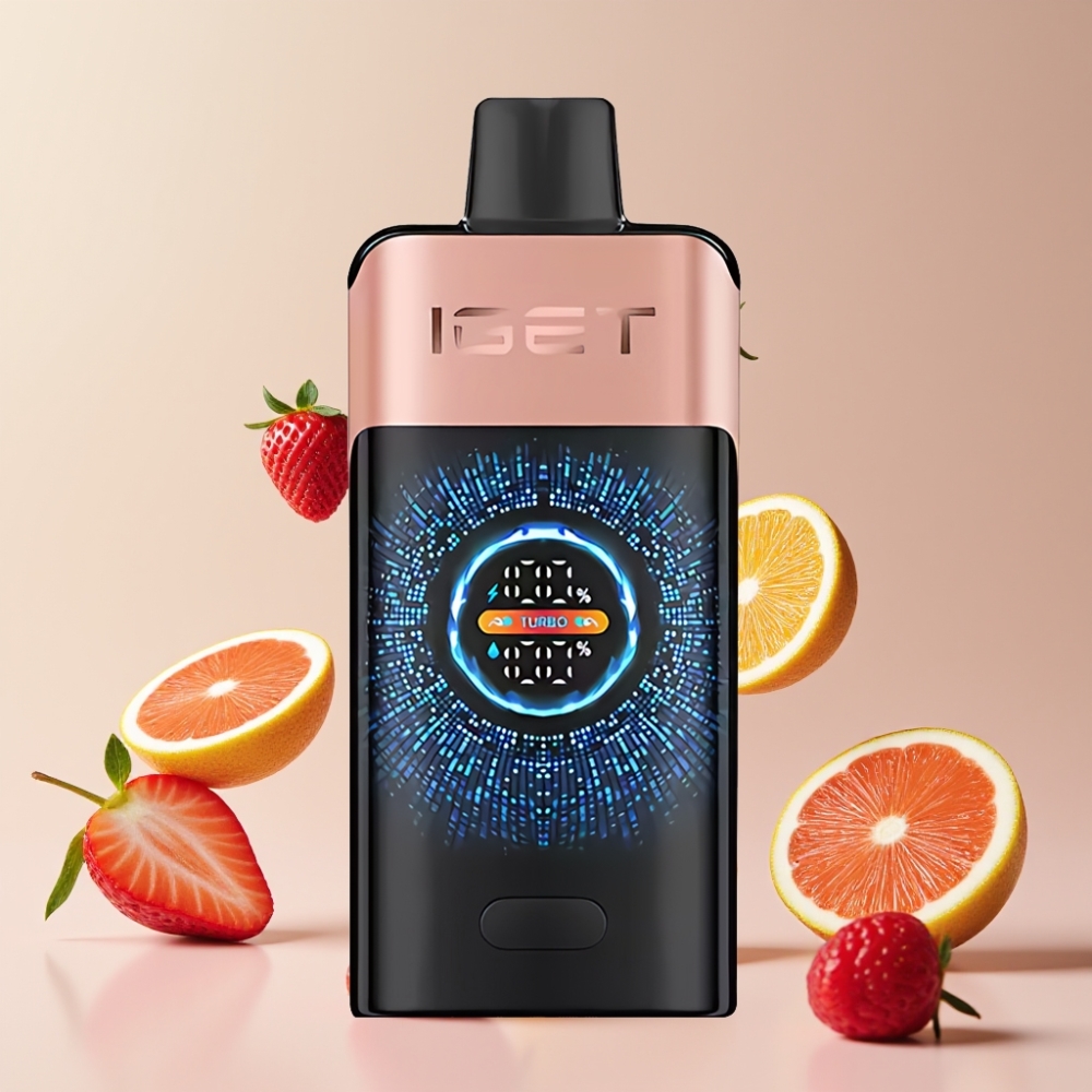 Suomi tukku IGET ONE 12000 Puffs Kertakäyttöinen Vape Mansikka-Vadelma, 2700 mAh Battery, 0.6 ohm Dual Mesh Coil, Large Curved Color Screen