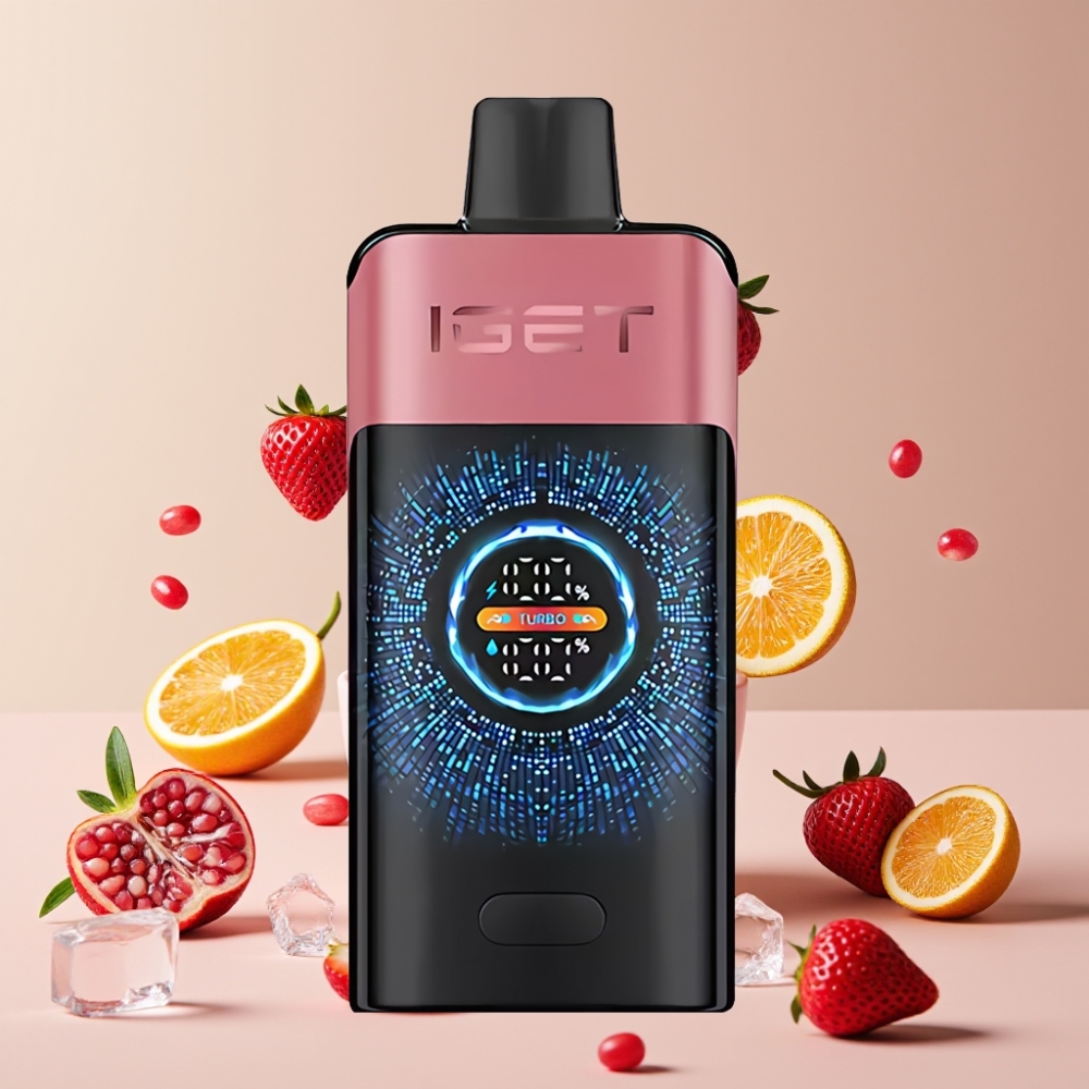 Suomi tukku IGET ONE 12000 Puffs Kertakäyttöinen Vape Mansikka ja Granaattiomena Jää - 2700 mAh, 0.6 ohm Dual Mesh Coil, Suuri Kaareva Väynäyttö