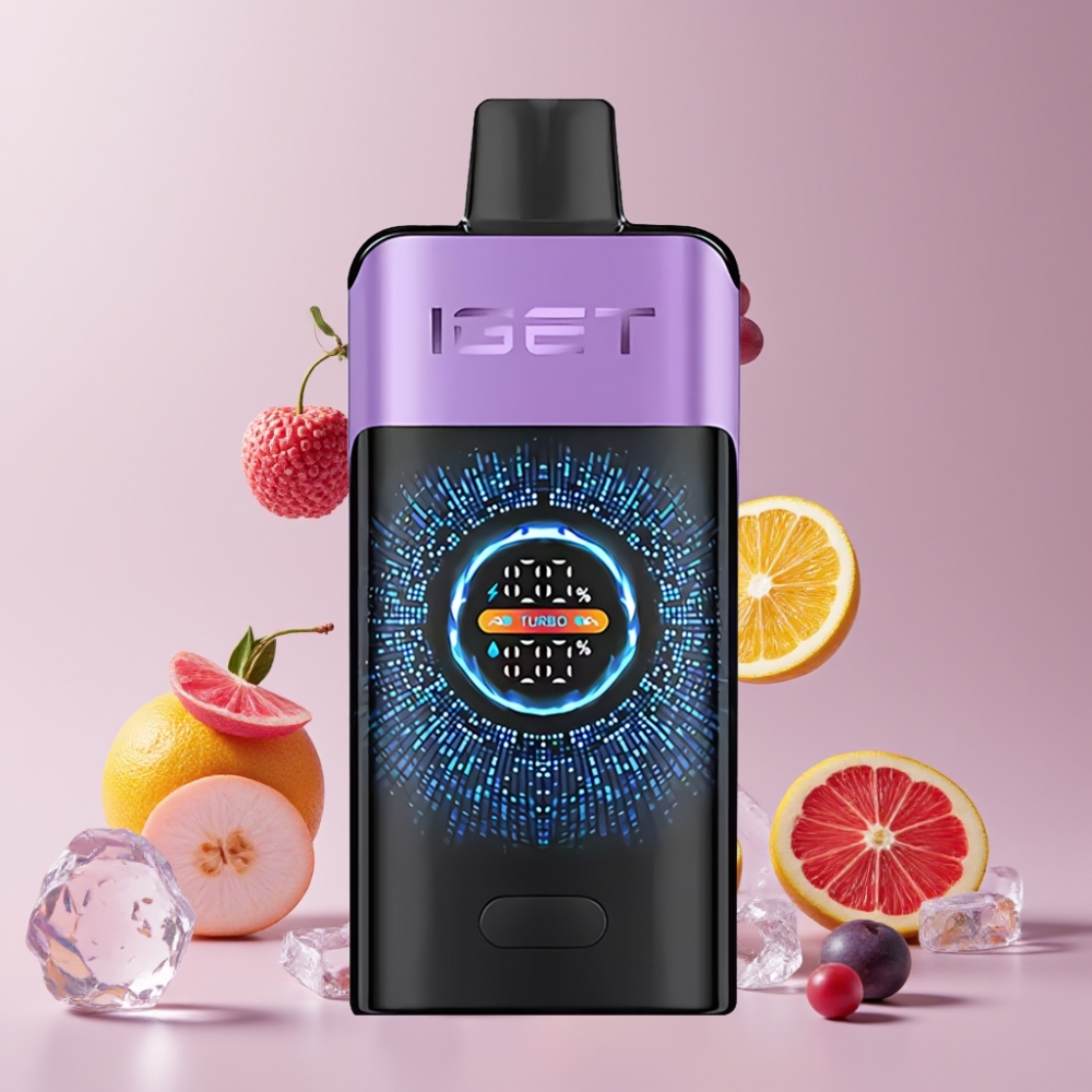 Suomi tukku IGET ONE 12000 Puffs Kertakäyttöinen Vape Viinijää, 2700 mAh Akku, 0.6 ohm Dual Mesh Coil, Suuri Kaareva Väirunko