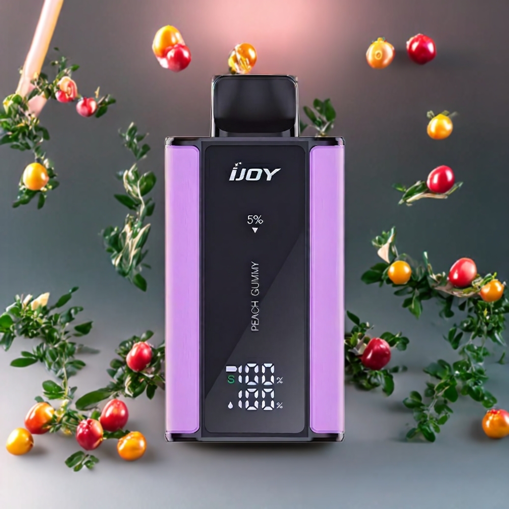 Suomi tukku IJOY Captain 10000 Puffs Disposable Vape Peach Gummy 18ml 5% Nikotiini Type-C Lataus 650mAh Akku 0.8 Ohm Mesh