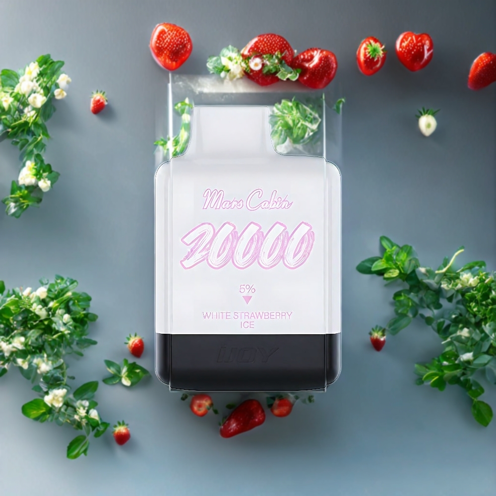 Suomi tukku IJOY Mars Cabin 20000 Puffs Disposable Vape Valkoinen Mansikkajää – 20ML/50mg, 850mAh TYPE-C, 0.5 Ohm Dual Mesh Coil