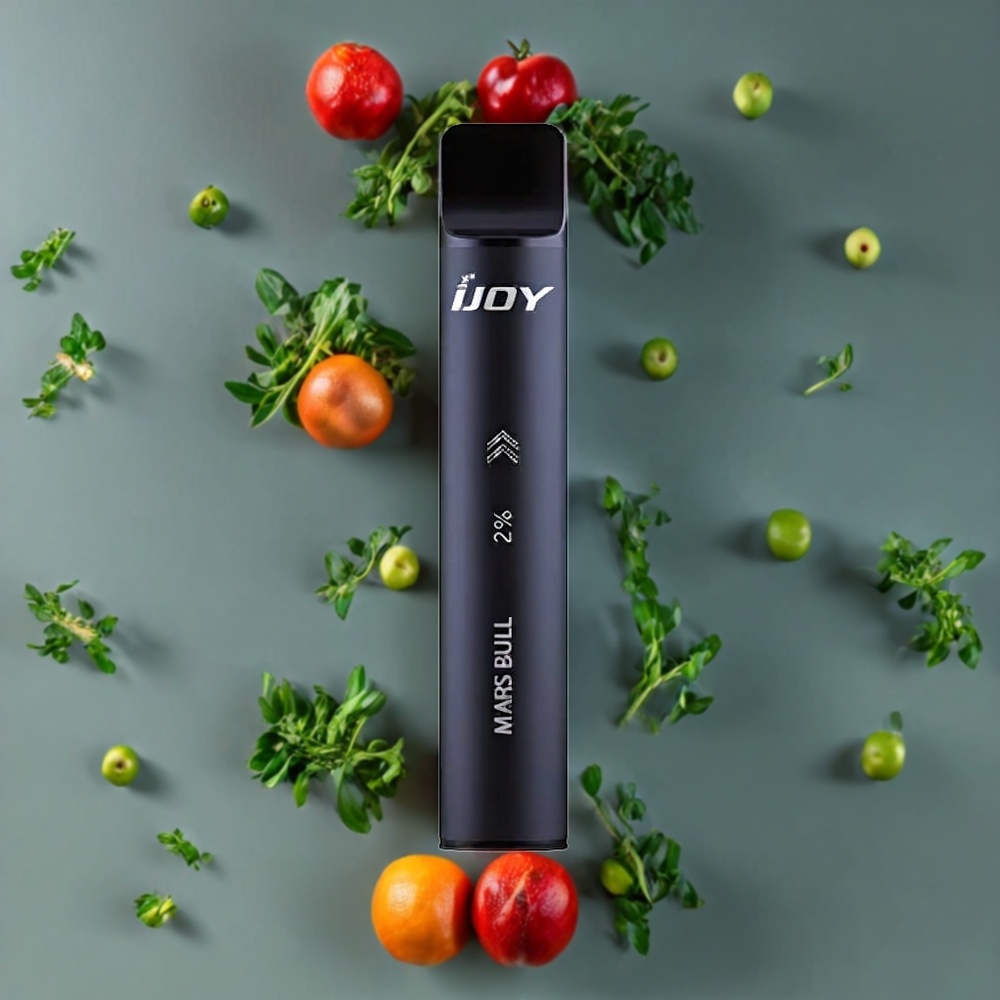Suomi tukku IJOY Mars Cabin 600 Puffs Disposable Vape Musta – 2ml E-neste, 1.0 Ohm Mesh Coil, 100mAh Akku, Type-C Latauskotelo