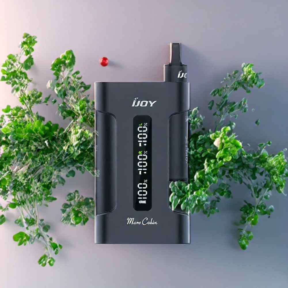 Suomi tukku IJOY Mars Cabin 6000 Puffs Disposable Vape Musta – 2 x 5ML (6000 Puffs), 50mg Nikotiinia, 100mAh Akku, 1.0 Ohm Mesh Coil, Type-C Lataus