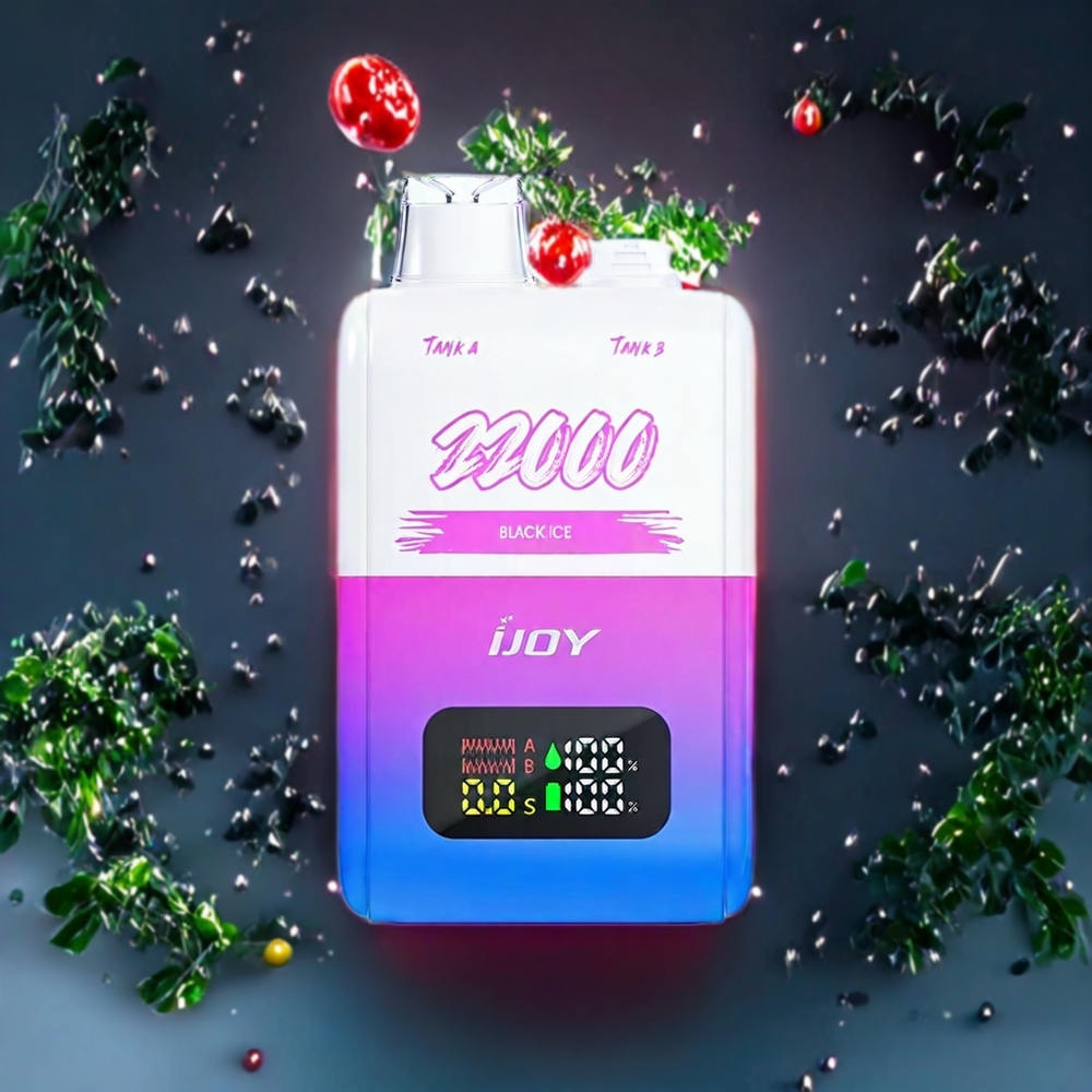 Suomi tukku IJOY SD 22000 Puffs Disposable Vape Musta jää – 15ML + 15ML, 650 mAh, Type-C Lataus