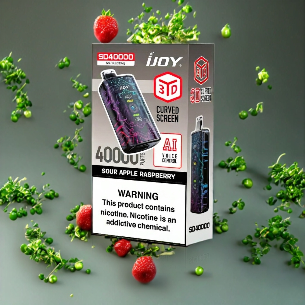 Suomi tukku IJOY SD 40000 Puffs Disposable Vape 20ML 5% Nikotiini Hapan Omena Vadelma – 750mAh, Type-C, Säädettävä Teho