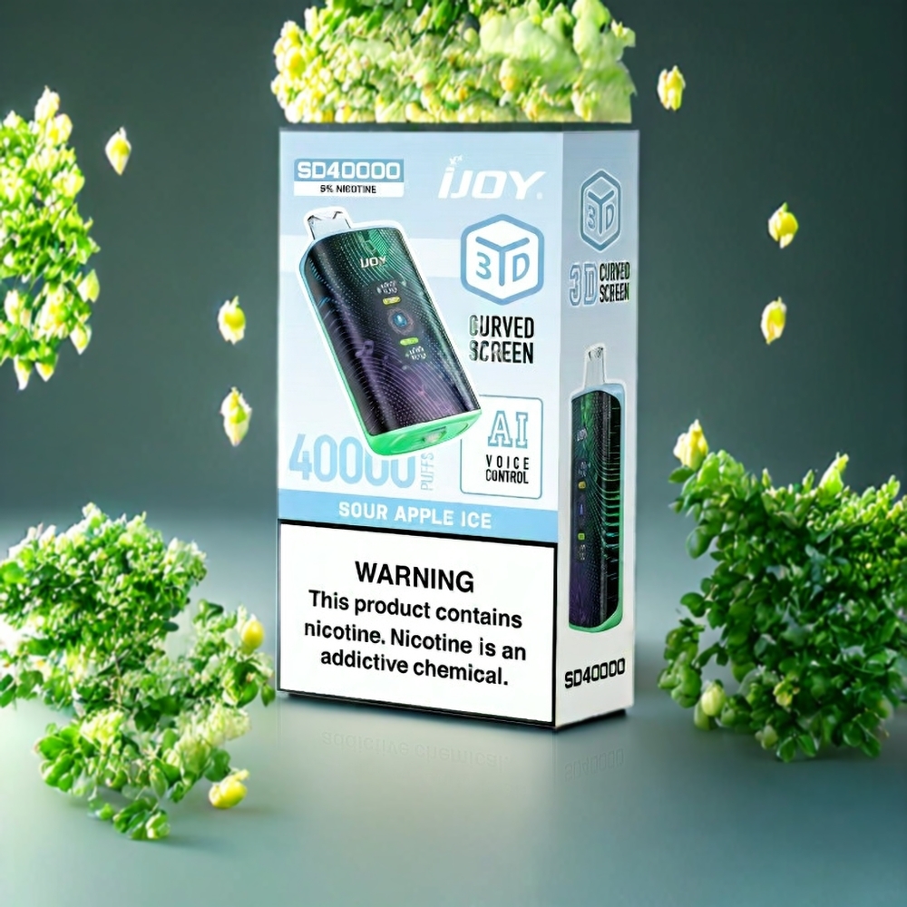 Suomi tukku IJOY SD 40000 Puffs Disposable Vape Hapan Omena Jää – 20ML, 5% Nikotiinia, 750mAh, Type-C Lataus, Säädettävä Ilmanvirtaus