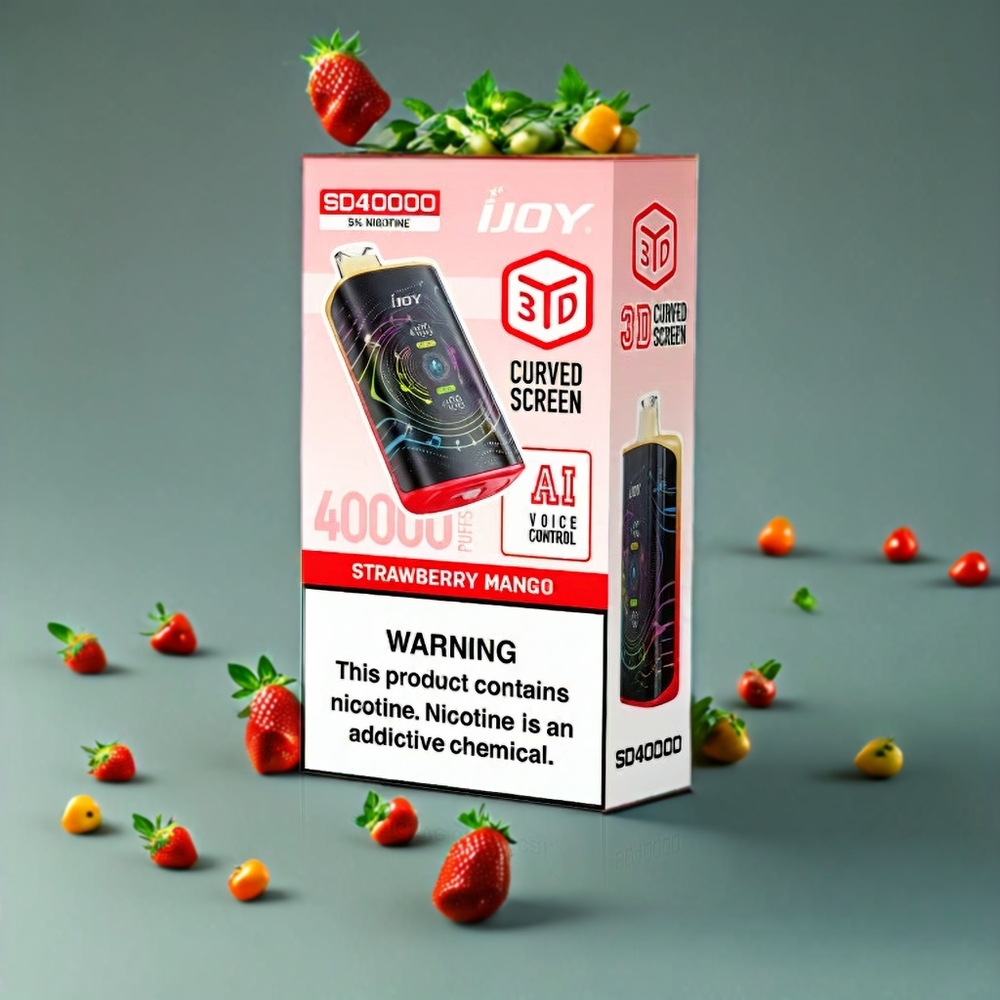 Suomi tukku IJOY SD 40000 Puffs Disposable Vape Mansikka-Mango, 20ML, 750mAh, Type-C, 5% Nikotiinia, Säädettävä Ilmanvirtaus