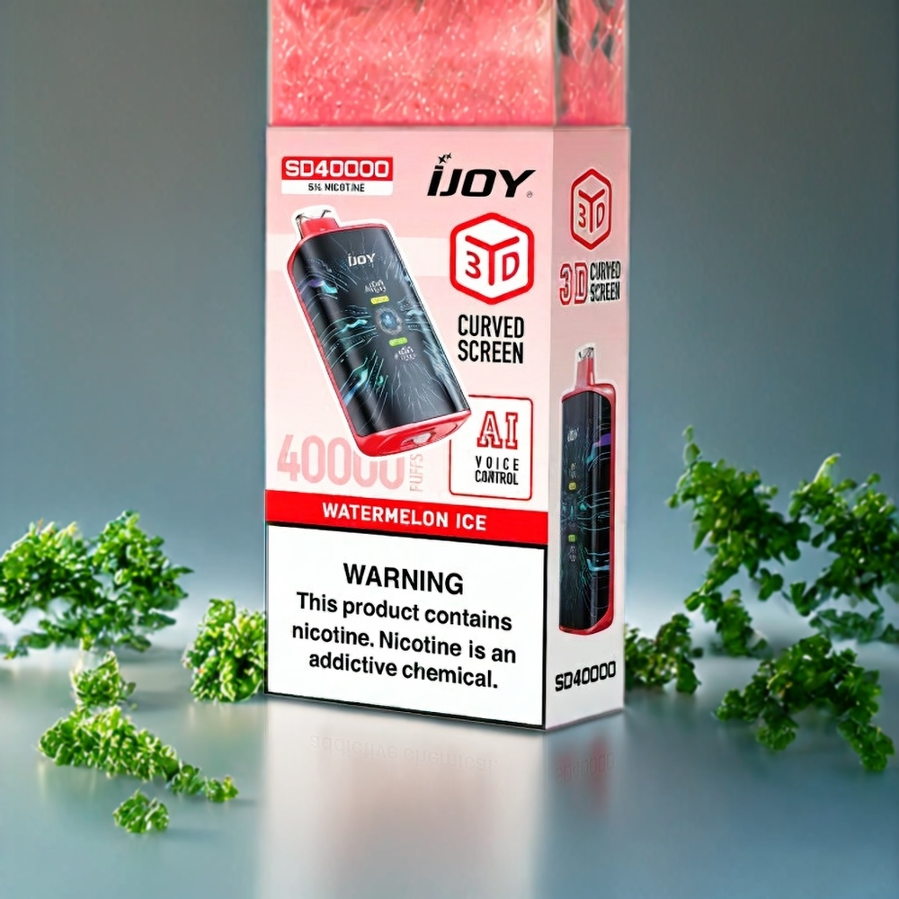 Suomi tukku IJOY SD 40000 Puffs Disposable Vape Vesimeloni-Jää 20ML 5% Nikotiinia 750mAh Type-C Lataus Säädettävä Ilmavirta