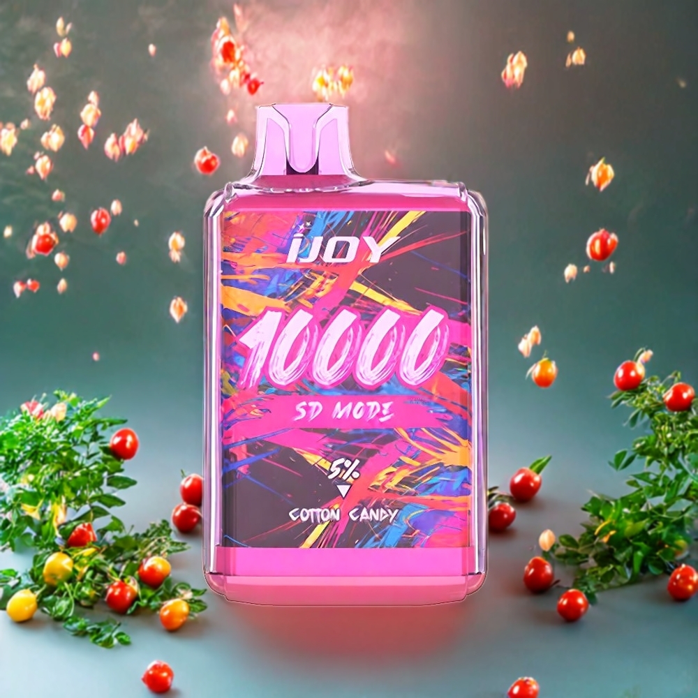 Suomi tukku IJOY SD10000 Disposable Vape 10000 Puffs 20ml 5% Nikotiini Hattara Makeis (Cotton Candy) 650mAh Type-C Lataus Säädettävä Teho