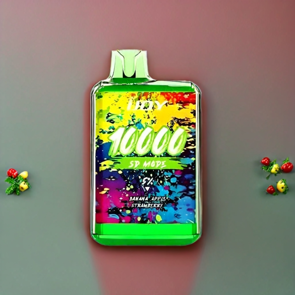 Suomi tukku IJOY SD10000 Disposable Vape Banaani Omena Mansikka – 10000 Puffs, 20ml, 5% Nikotiinia, 650mAh, Type-C Lataus