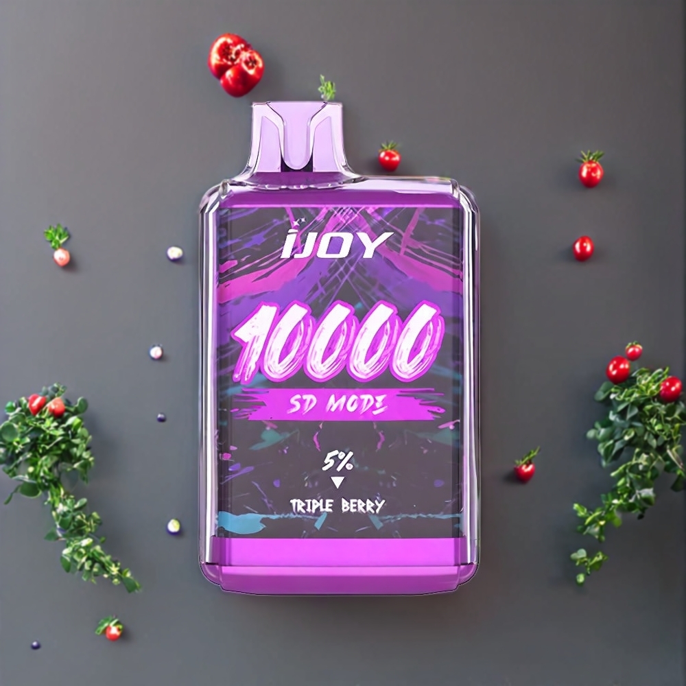 Suomi tukku IJOY SD10000 Disposable Vape Kolmen Marjan Maku – 10000 Tupaa, 20ml nestettä, 5% nikotiinia, 650mAh akku, Type-C-lataus