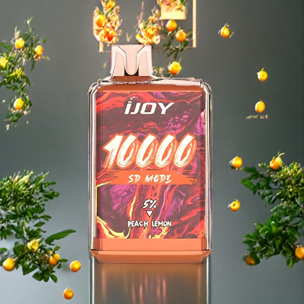 Suomi tukku IJOY SD10000 Disposable Vape Persikka Sitruuna – 10000 Puffs, 20ml, 5% Nikotiinia, 650mAh, Type-C Lataus