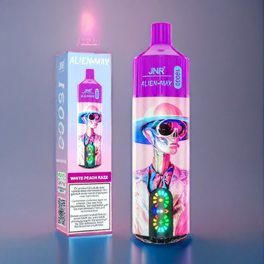 Suomi tukku JNR Alien Max 18000 Puffs 20 Flavors 850mAh 28ml Dual Mesh Coil White Peach Razz