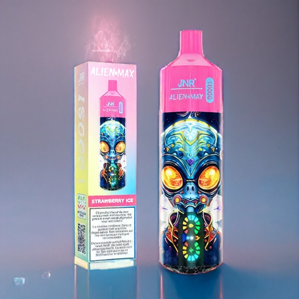Suomi tukku JNR Alien Max 18000 Puffs Dual Mesh Coil & Dual Core Mansikkajää Type-C Quick Charge 28ml E-liquid