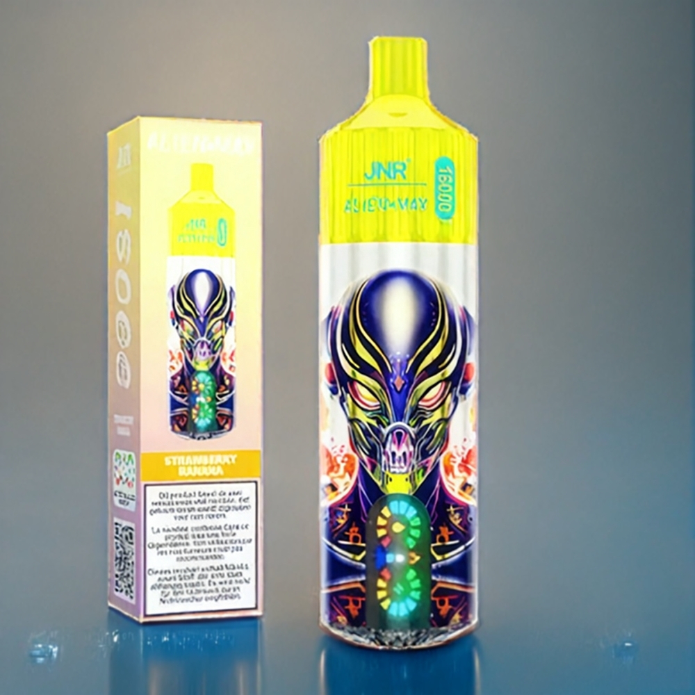 Suomi tukku JNR Alien Max 18000 Puffs Type-C Quick Charge 28ml E-liquid Mansikka-Banaani Smart LED Display Dual Mesh Coil