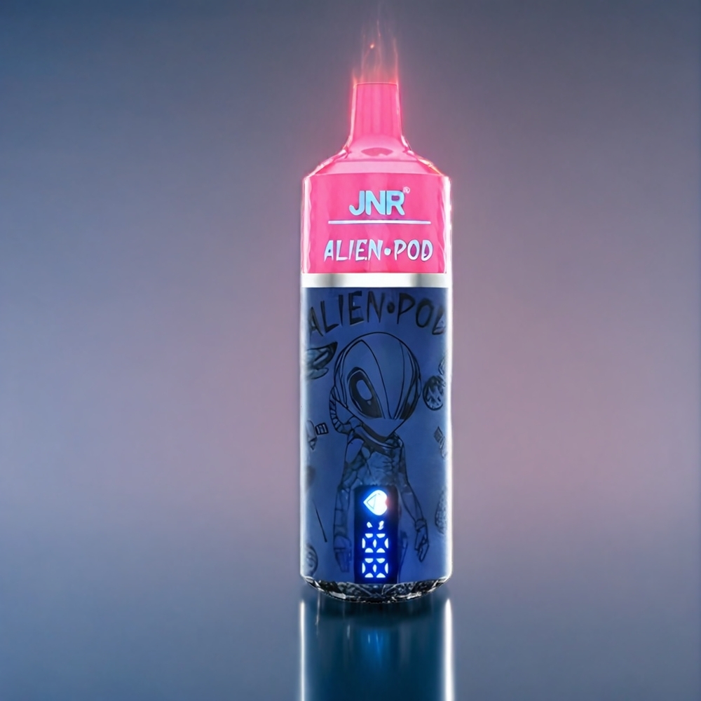 Suomi tukku JNR Alien Pod 13000 Puffs Vape Meheviä Persikoita – 850mAh Akku, 20ml E-neste, Type-C Pikalataus, 10kpl/pakkaus