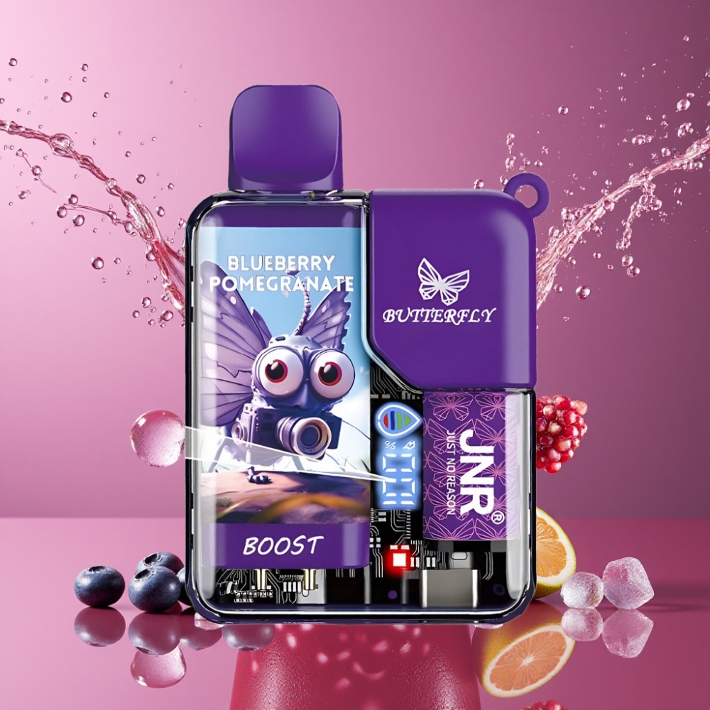 Suomi tukku JNR Butterfly 8500 Puffs Disposable Vape 1200mAh 15ml Mustikka Granaatti