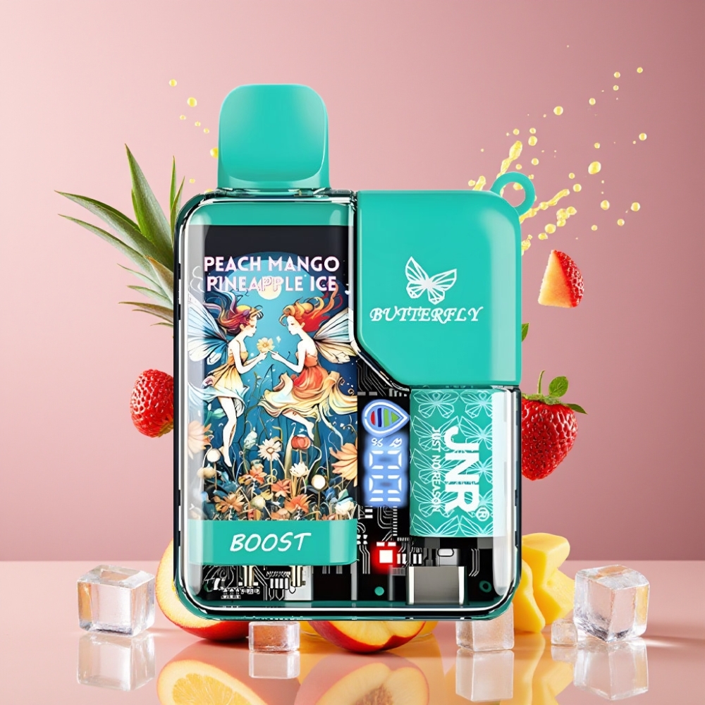Suomi tukku JNR Butterfly 8500 Puffs Disposable Vape 15ml Persikka Mango Ananas Jää 1200mAh Digitaalinäyttö