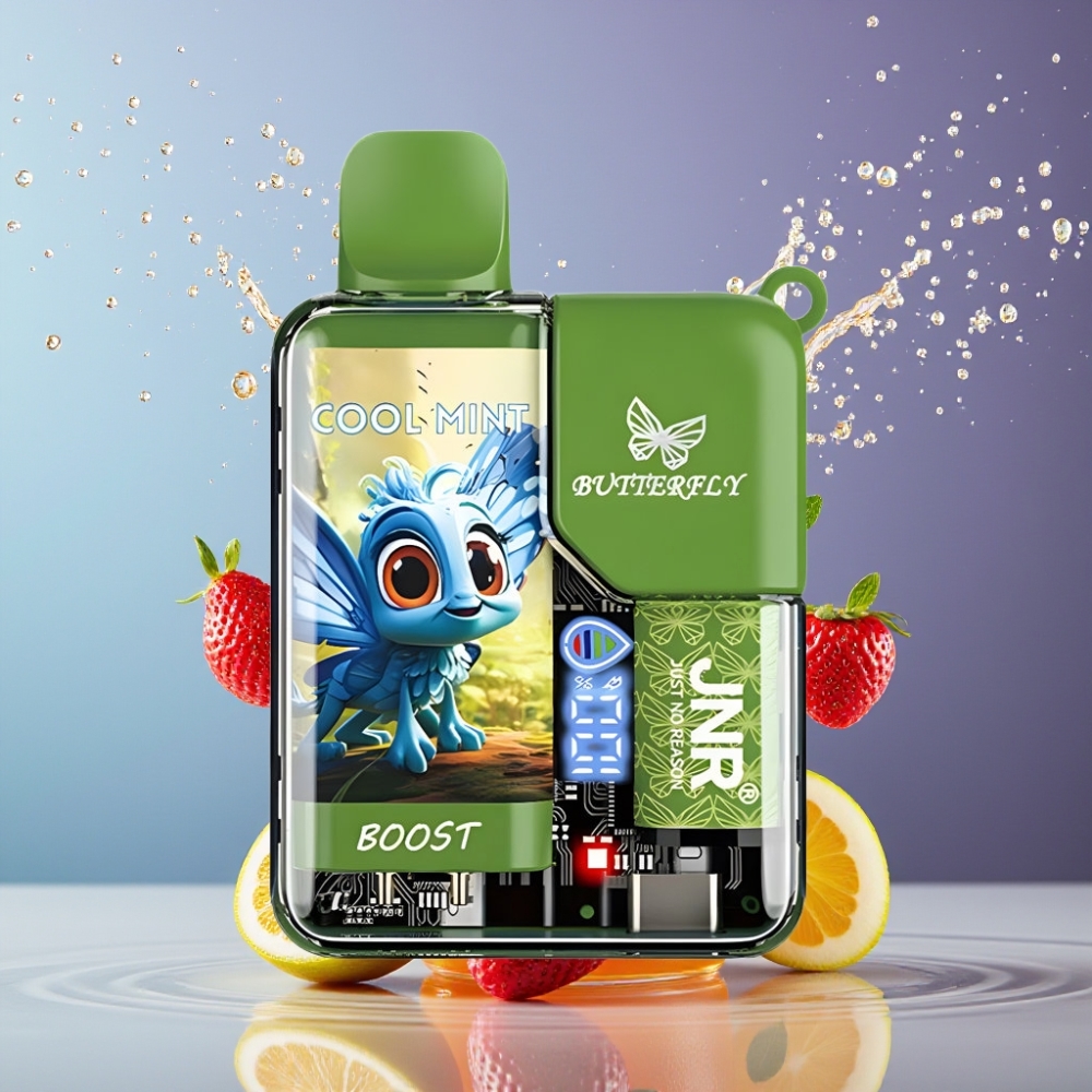 Suomi tukku JNR Butterfly 8500 Puffs Disposable Vape 15ml Viileä Mint 1200mAh Digitaalinäyttö
