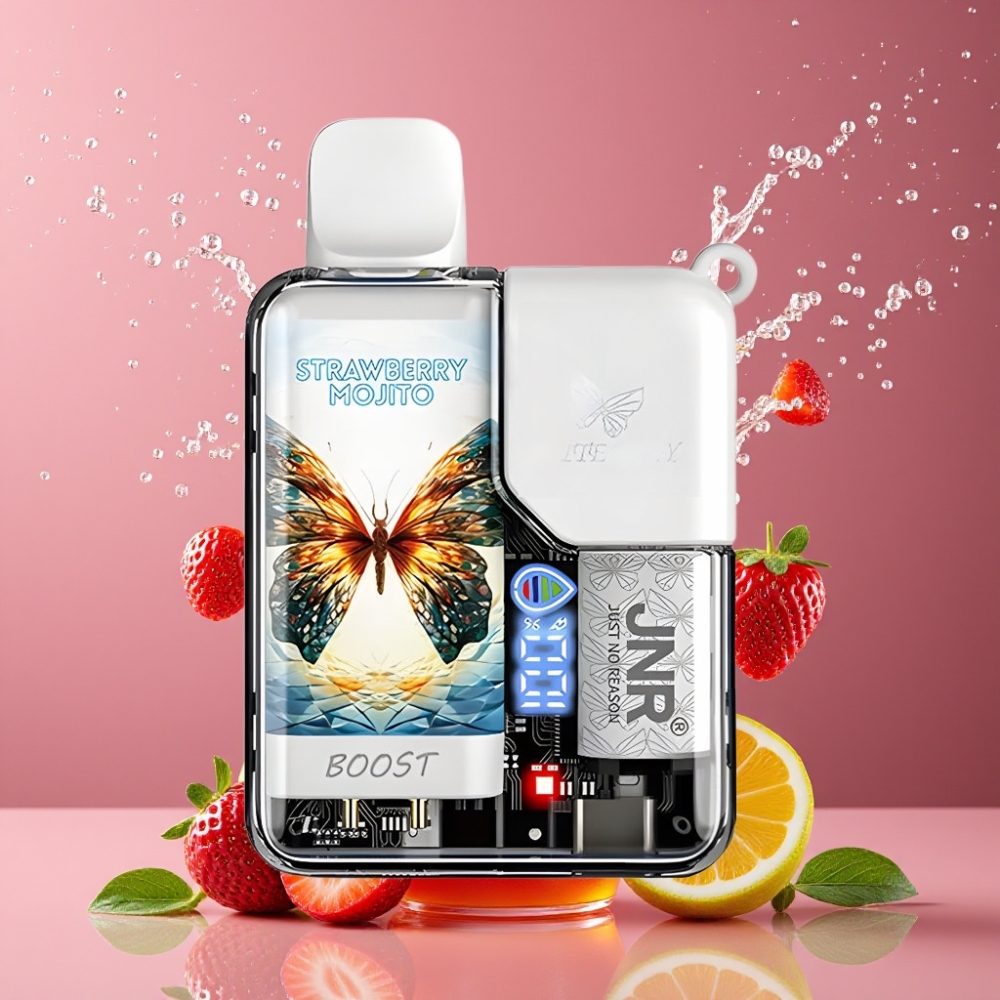 Suomi tukku JNR Butterfly 8500 Puffs Disposable Vape Mansikka Mojito - 15ml, 1200mAh, 1.0ohm Mesh, Digitaalinäyttö