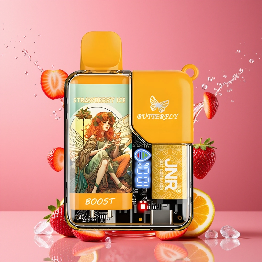 Suomi tukku JNR Butterfly 8500 Puffs Disposable Vape Mansikkajää 15ml 1200mAh Digital Display