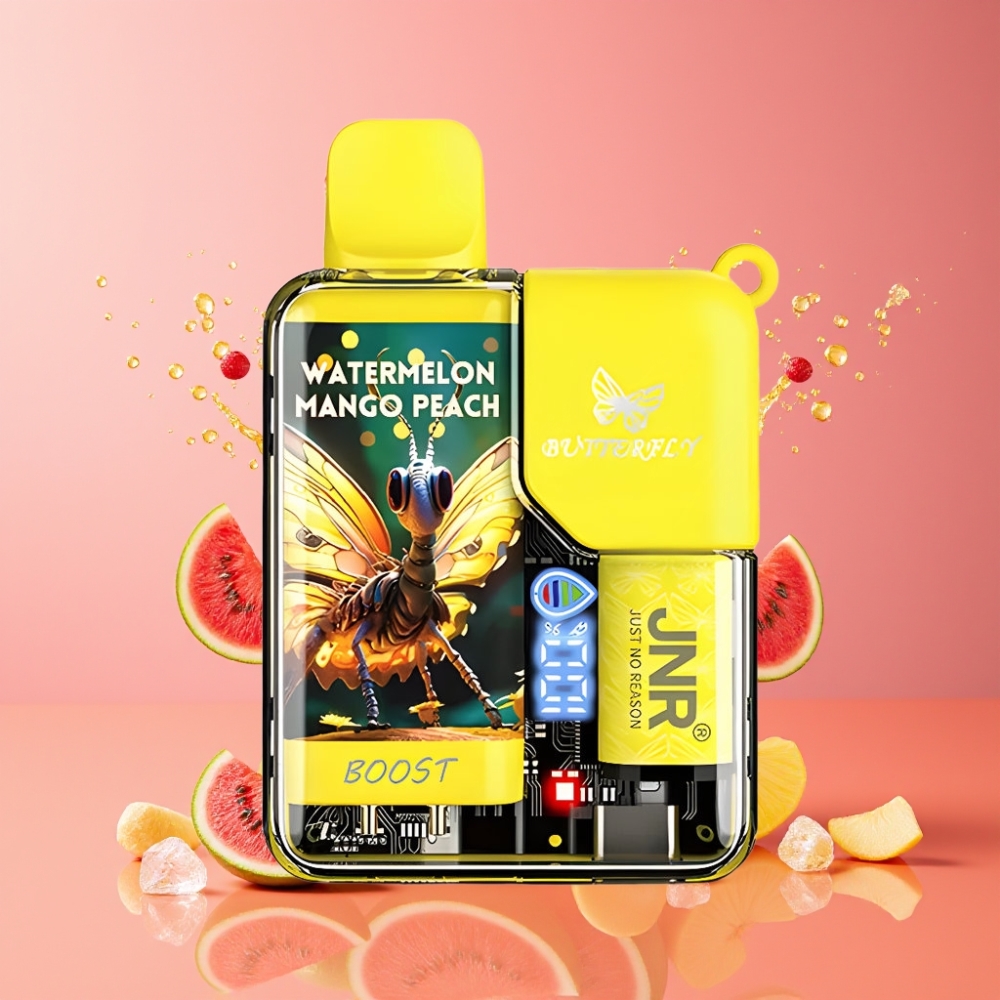 Suomi tukku JNR Butterfly 8500 Puffs Disposable Vape Vesimeloni Mango Persikka 15ml 1200mAh Digital Display