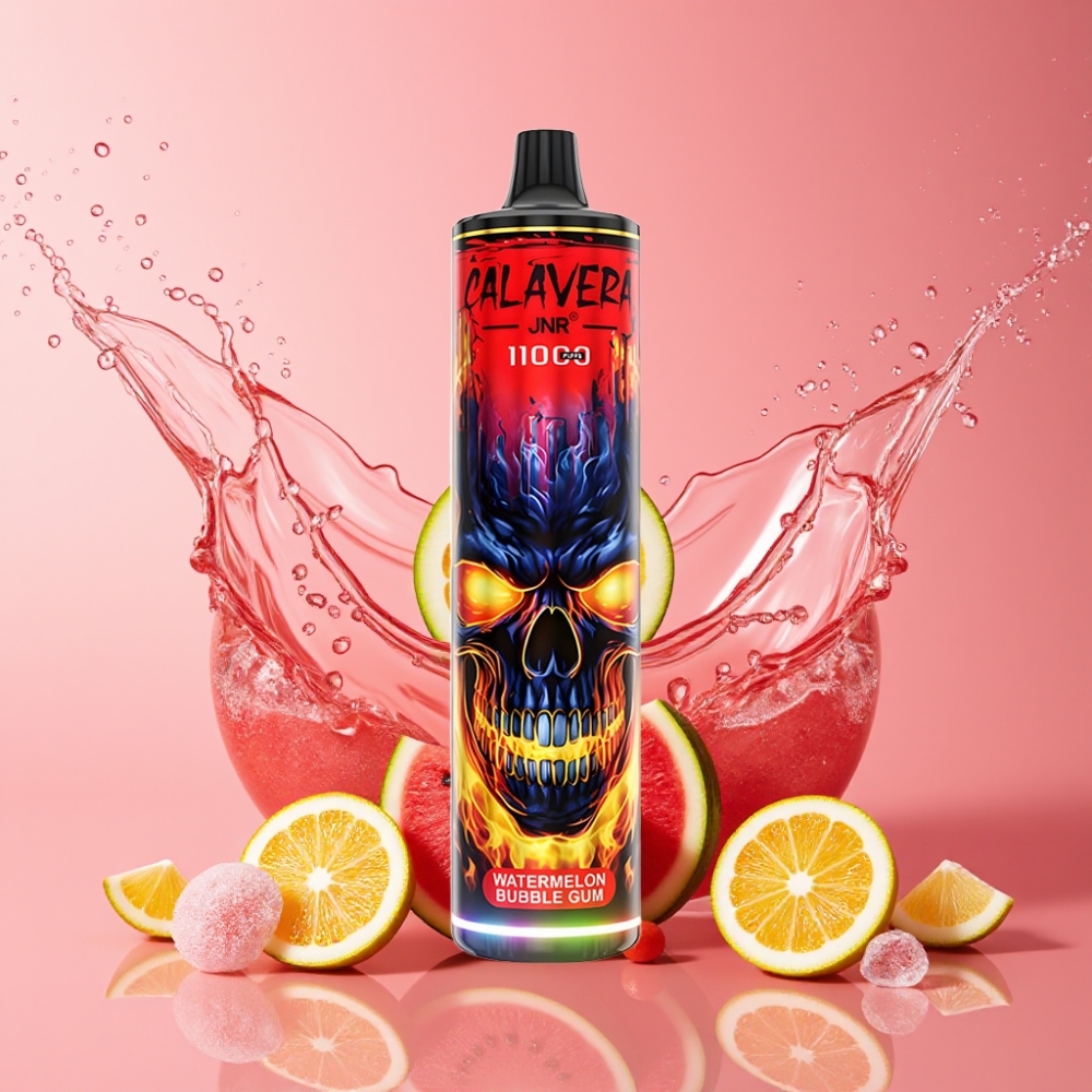 Suomi tukku JNR Calavera 11000 Puffs Disposable Vape 21ml Vesimelonikupla (Watermelon Bubble Gum) Type-C 850mAh 1.0ohm Mesh
