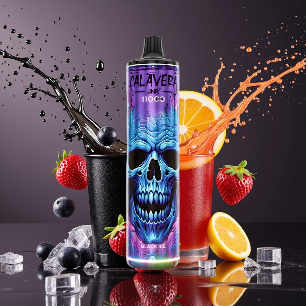 Suomi tukku - JNR Calavera 11000 Puffs Disposable Vape Black Ice, Type-C Charging, 850mAh Battery, 21ml E-Liquid, 1.0ohm Mesh Coil