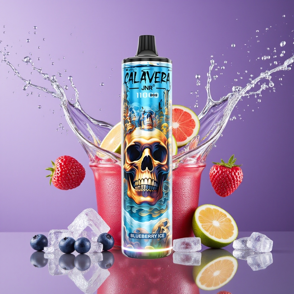 Suomi tukku JNR Calavera 11000 Puffs Disposable Vape Mustikka-Jää 850mAh Type-C 21ml 1.0ohm Mesh