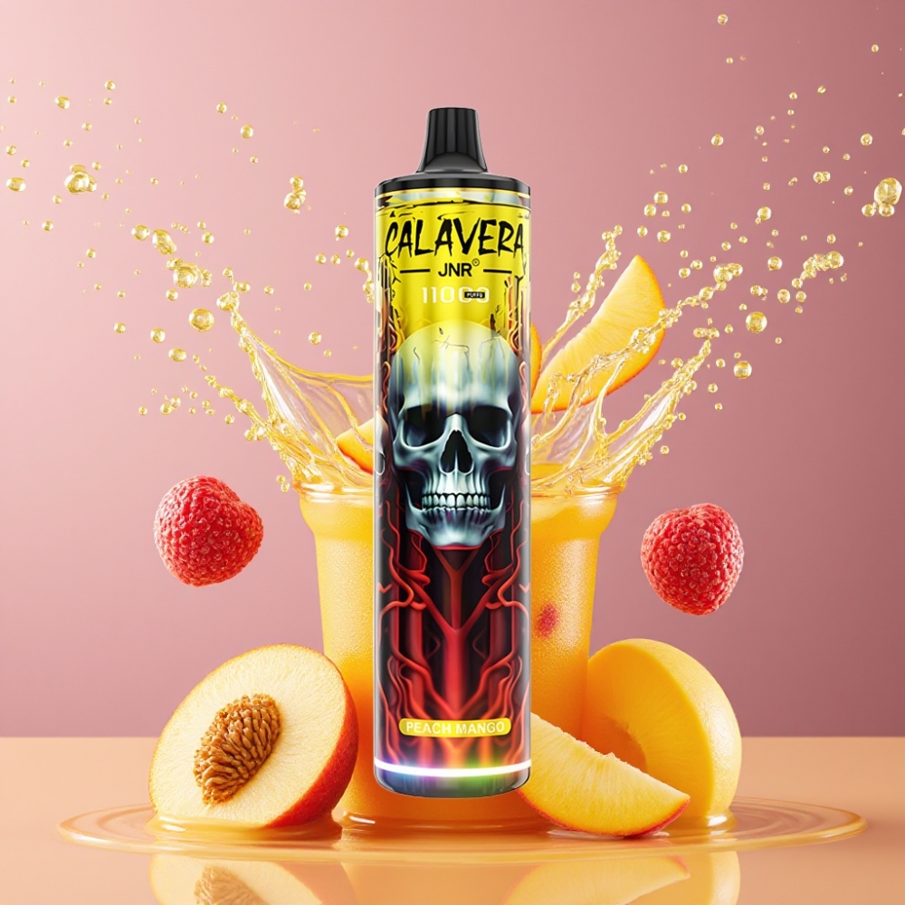 Suomi tukku JNR Calavera 11000 Puffs Disposable Vape Persikka Mango 850mAh Type-C 21ml 1.0ohm Mesh Coil 0%/2%/5% Nikotiini