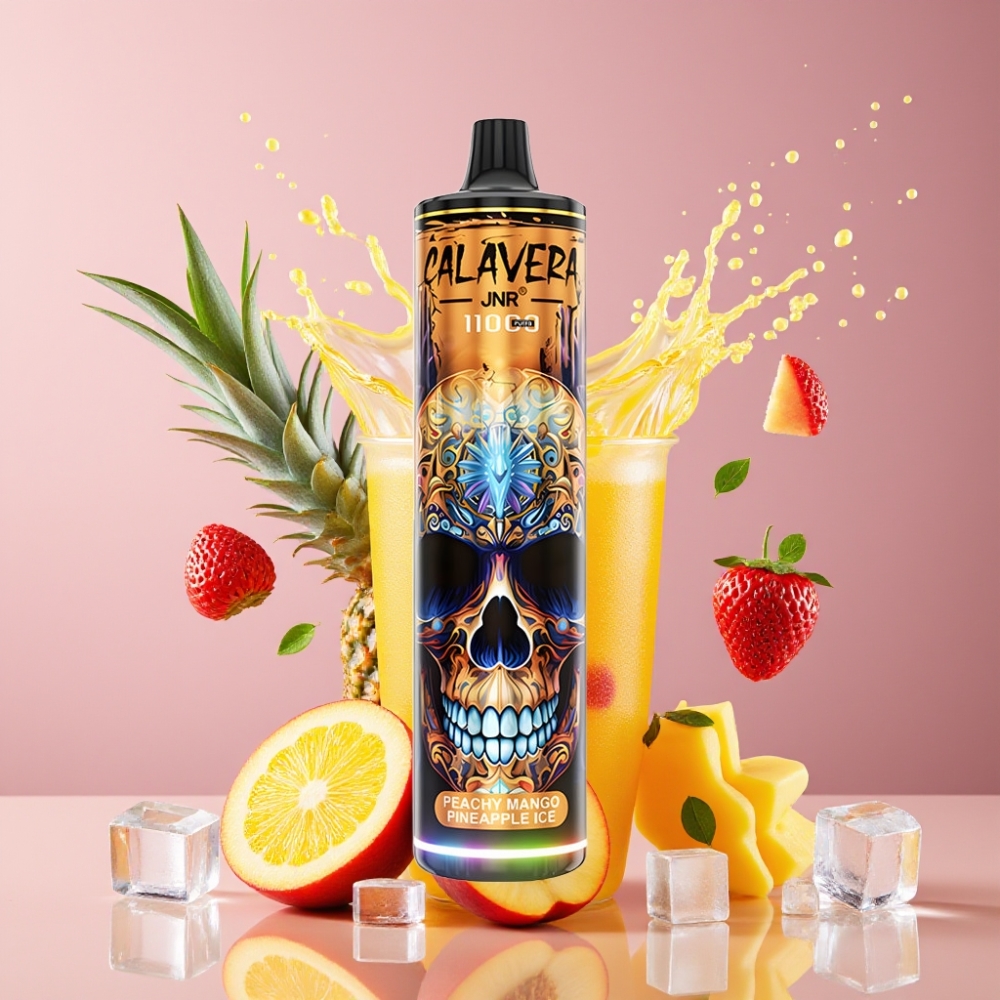 Suomi tukku JNR Calavera 11000 Puffs Disposable Vape Persikka Mango Ananas Jää – Type-C, 850mAh, 21ml, 1.0ohm Mesh Coil