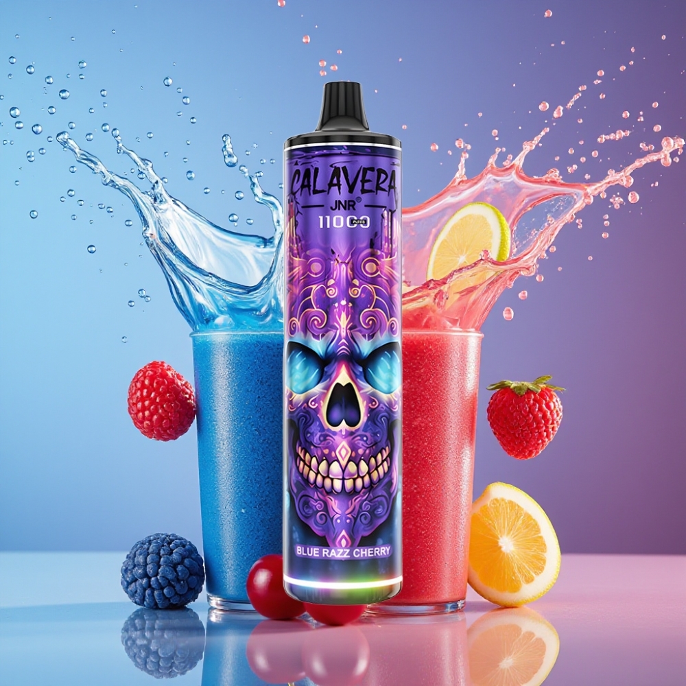 Suomi tukku JNR Calavera 11000 Puffs Disposable Vape Sininen Vadelma-Kirsikka, 21ml, Type-C, 850mAh
