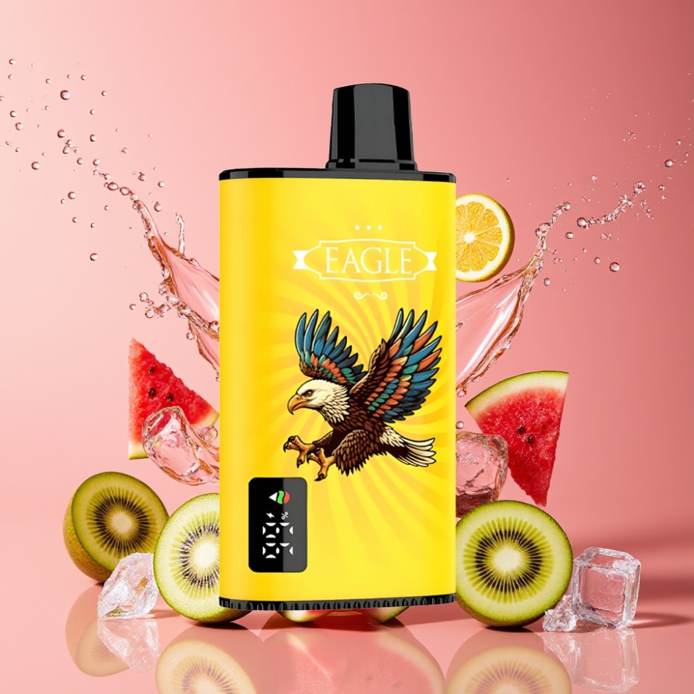 Suomi tukku JNR EAGLE Smart 23000 Puffs Disposable Vape Kivi-Arbuusi-Jää 1.0ohm Mesh Coil, Säädettävä Ilmanvirtaus, 750mAh Akku, Type-C Lataus