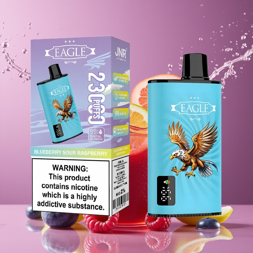 Suomi tukku JNR EAGLE Smart 23000 Puffs Disposable Vape Mustikka-Hapanvadelma, 25ml, 750mAh, Type-C, 1.0ohm Mesh Coil