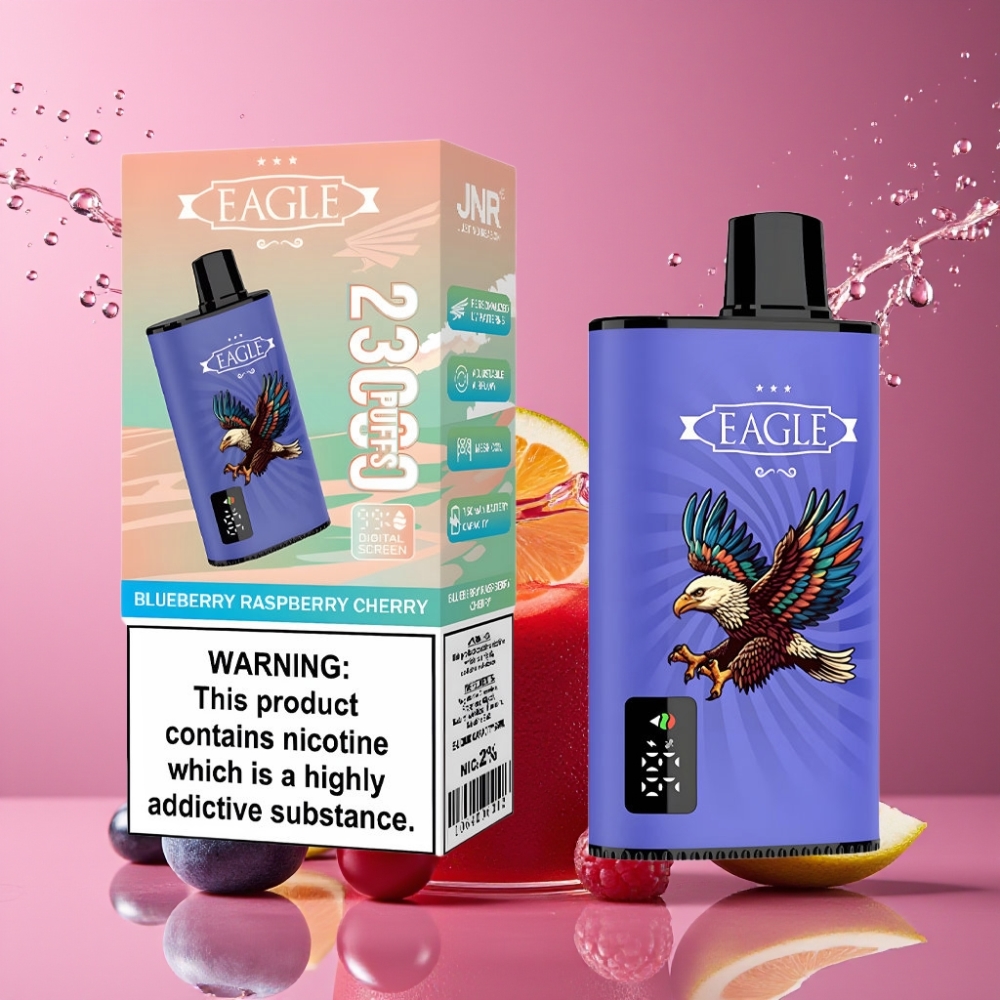 Suomi tukku JNR EAGLE Smart 23000 Puffs Disposable Vape Mustikka Vadelma Kirsikka 25ml 750mAh Type-C 1.0ohm Mesh