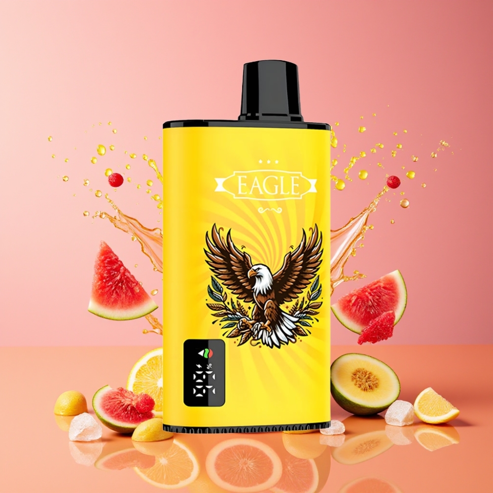 Suomi tukku JNR EAGLE Smart 23000 Puffs Disposable Vape Persikka Mango Vesimeloni – 25ml, 750mAh, 1.0ohm Mesh, Säädettävä Ilmanvirtaus, Typ-C-lataus
