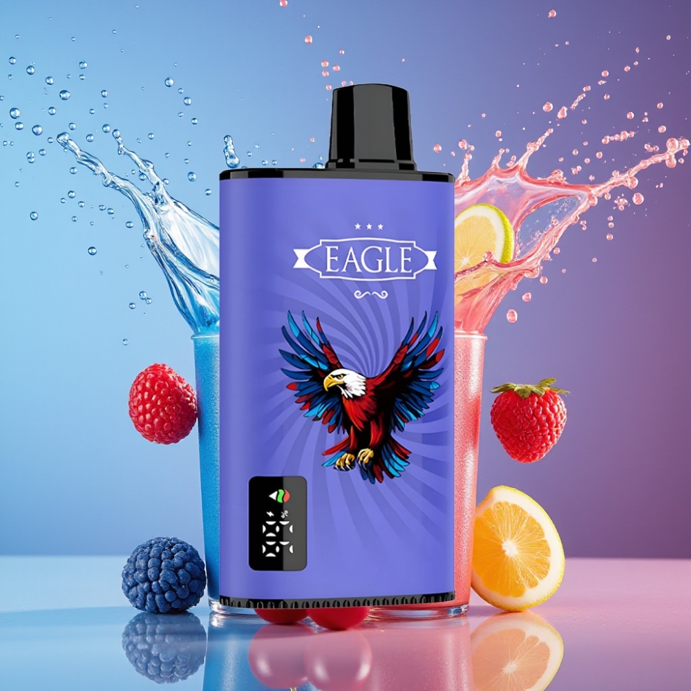 Suomi tukku JNR EAGLE Smart 23000 Puffs Disposable Vape Sininen Vadelma-Kirsikka Digital Screen Adjustable Airflow Type-C Charging