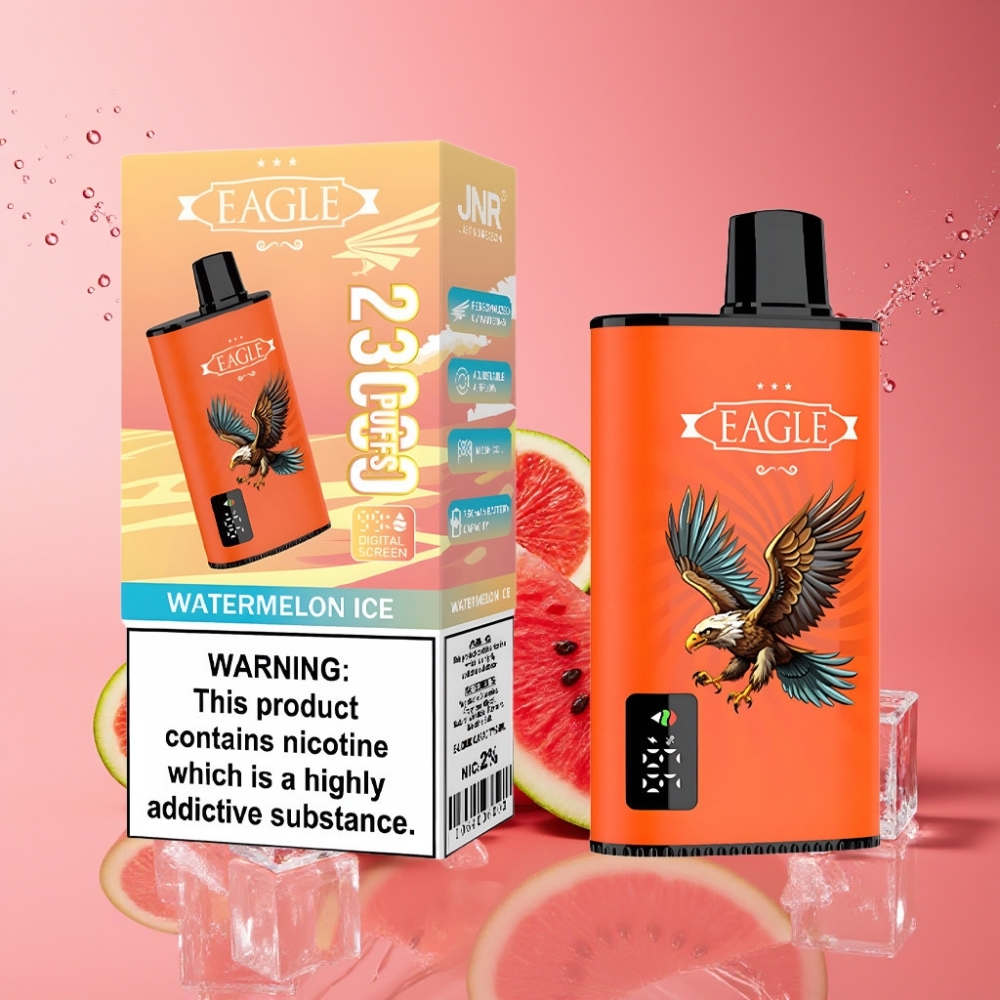 Suomi tukku JNR EAGLE Smart 23000 Puffs Disposable Vape Vesimeloni-Jää 1.0ohm Mesh Coil, Säädettävä Ilmanvirtaus, Type-C Lataus