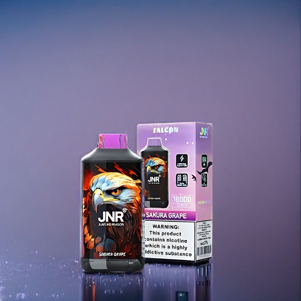 Suomi tukku JNR Falcon 16000 Puffs 22ml Dual Mesh Coil Sakura Viinirypäle Type C & Lightning - LED Näyttö
