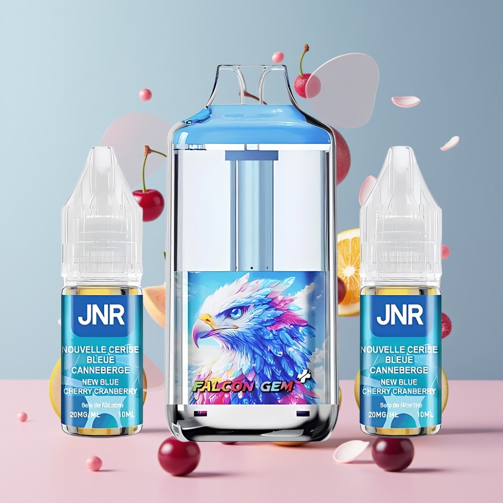 JNR Falcon GEM⁺ 30000 Puffs Suomi Tukku – Uudistettu Sininen Kirsikka-Karpalo 2 10ml, Top Refill, 950mAh, Näkyvä E-neste Tankki, TPD Certified, Type-C Lataus, Dual Mesh