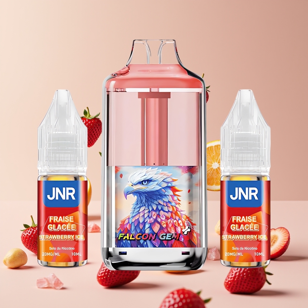 Suomi tukku JNR Falcon GEM⁺ 30000 Puffs Refillable Pod Vape Mansikkajää with Visible E-liquid Tank, Top Refill Design & 950mAh Battery