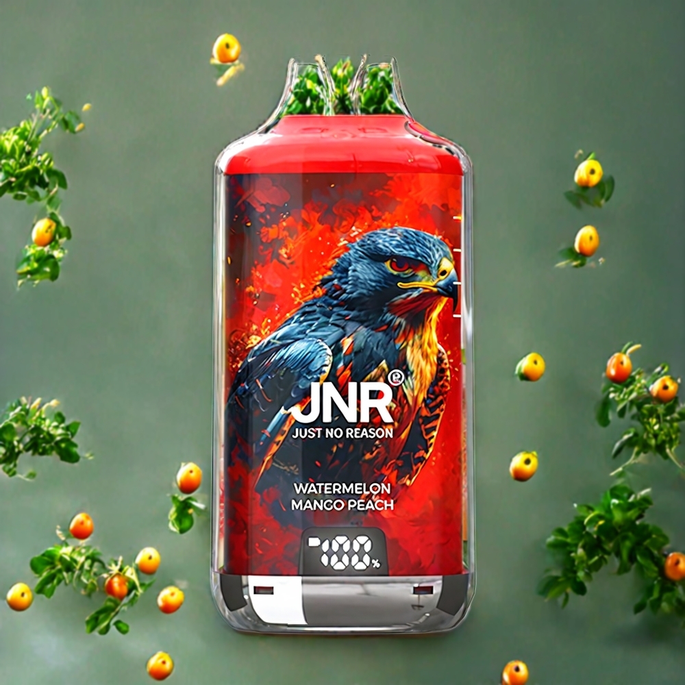 JNR Falcon X⁺ 28000 Suomi tukku 28000 Puffs Vesimeloni Mango Persikka – Näkyvä E-Nesteen Määrä, 1.2Ω Dual Mesh Coil, 950mAh Type-C Lataus