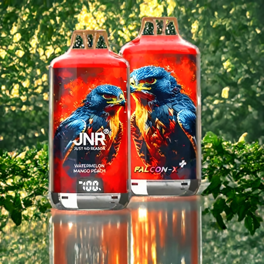 JNR Falcon X⁺ 28000 Suomi tukku 28000 Puffs Vesimeloni Mango Persikka – Näkyvä E-Nesteen Määrä, 1.2Ω Dual Mesh Coil, 950mAh Type-C Lataus