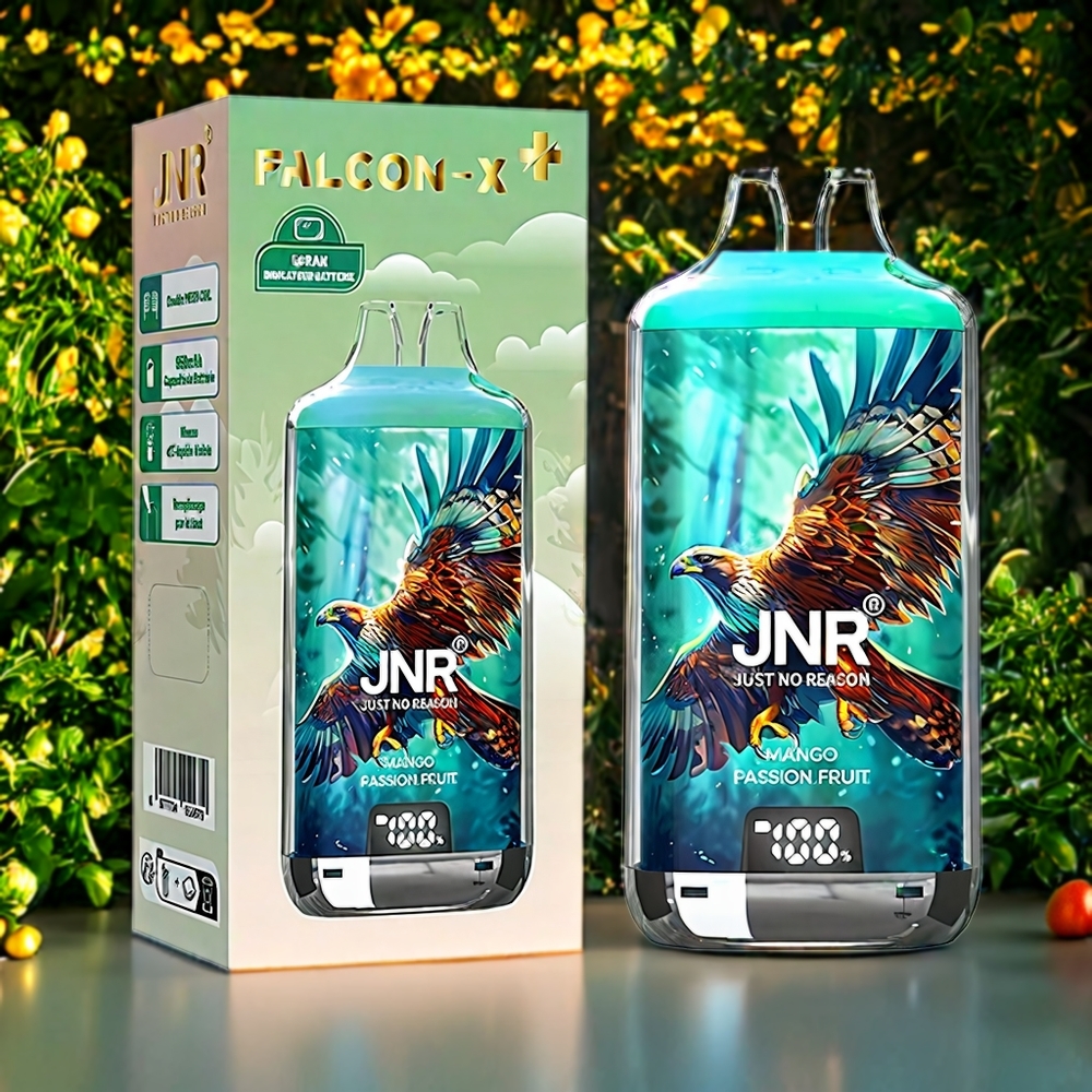 Suomi tukku JNR Falcon X⁺ 28000 Puffs Mango-Passionfruit 950mAh Type-C Top Refill Visible E-Liquid 2 10ml