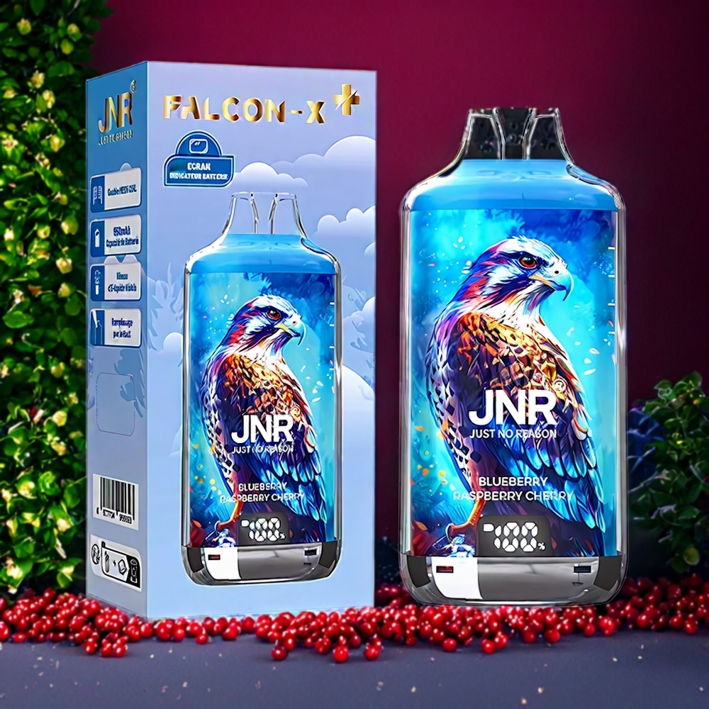 Suomi tukku JNR Falcon X⁺ 28000 Puffs Mustikka Vadelma Kirsikka - Top Refill Design, 1.2Ω Dual Mesh Coil, 950mAh Type-C
