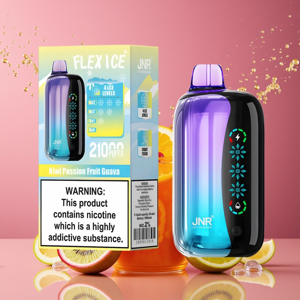 Suomi tukku JNR Flex Ice 21000 Puffs Disposable Vape 26ml E-liquid 1000mAh Battery Kiivi Passiohedelmä Guava