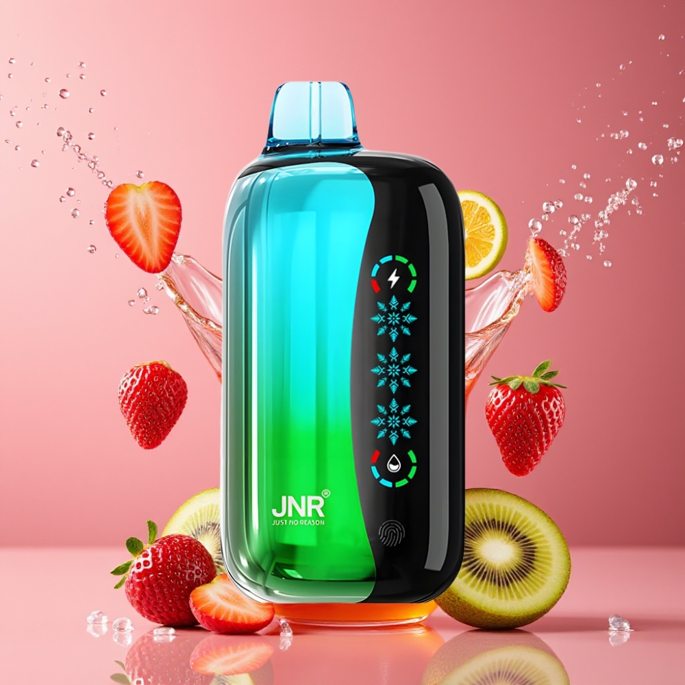 Suomi tukku JNR Flex Ice 21000 Puffs Disposable Vape Mansikka-Kiivi 26ml E-liquid, Ice Adjustable, 1000mAh Battery, Type-C Charging