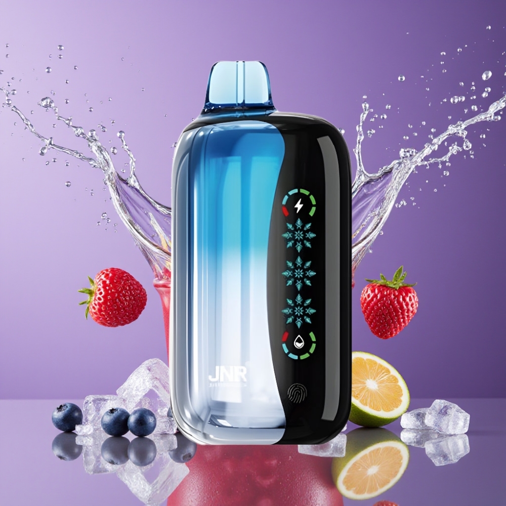 Suomi tukku JNR Flex Ice 21000 Puffs Disposable Vape Mustikkajää, 26ml E-liquid, 1.2 Ohm Dual Mesh, 1000mAh Battery, Type-C Charging
