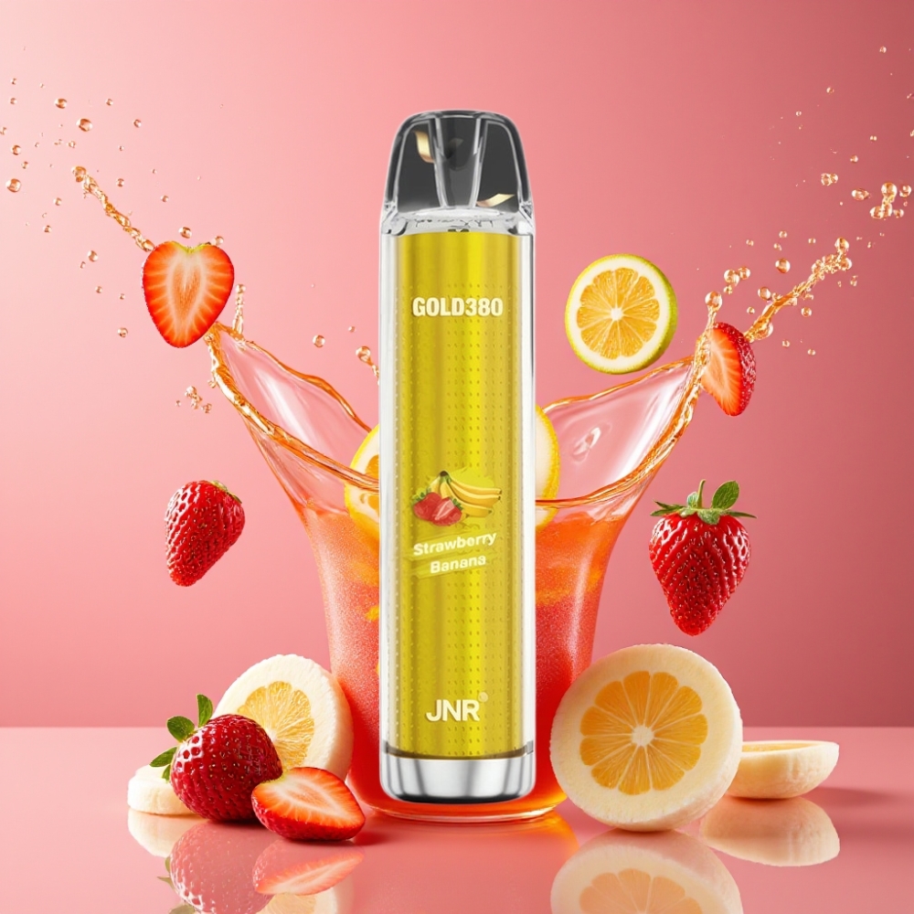 Suomi tukku JNR Glod380 6000 Puffs Disposable Vape 13ml 1500mAh 1.0ohm Mesh Strawberry Banana (Mansikka Banaani) 0%/2%/5% Nicotine